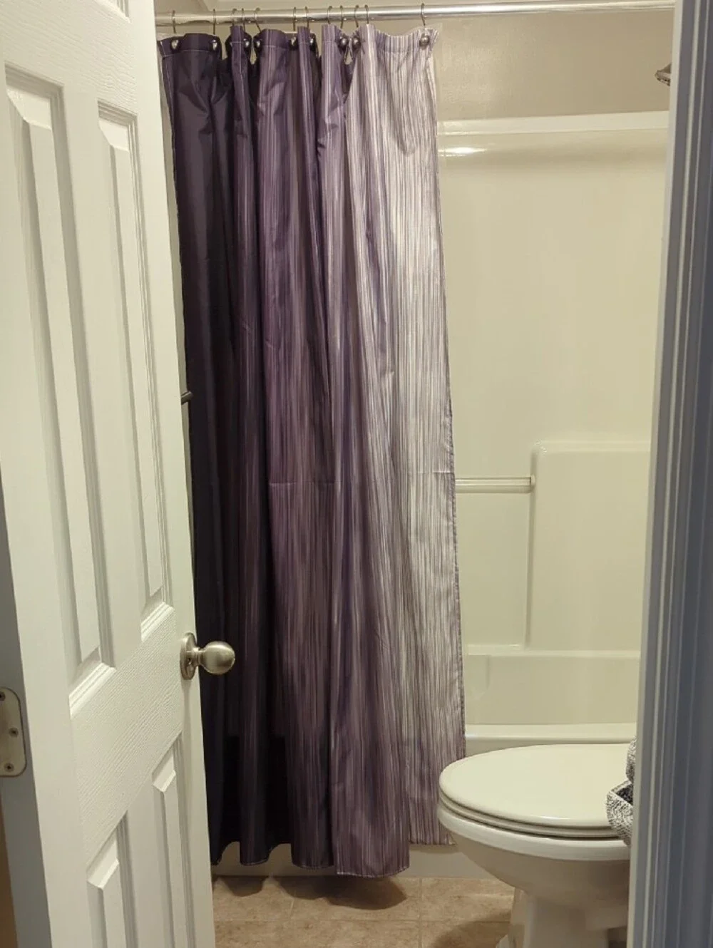 Black And Grey Hombre Hints Of Purple Striated Shower Curtain